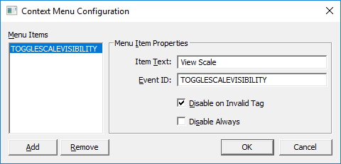 Standard Context Menu Configuration